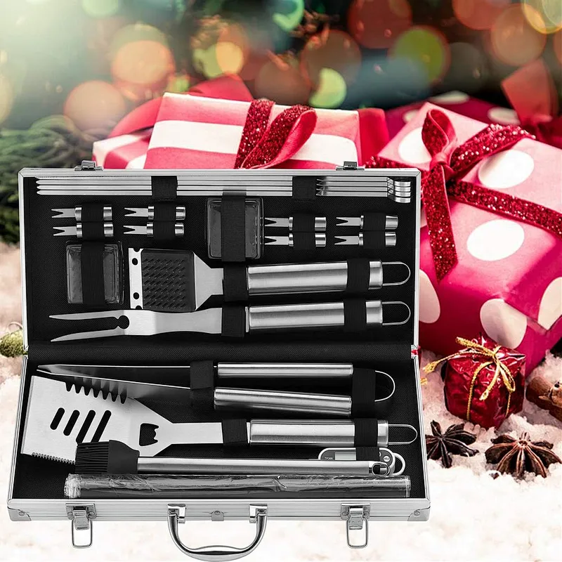 23pc BBQ Grill Accessories Set BBQ Multi Tool Stainless Steel BQ Tool Set